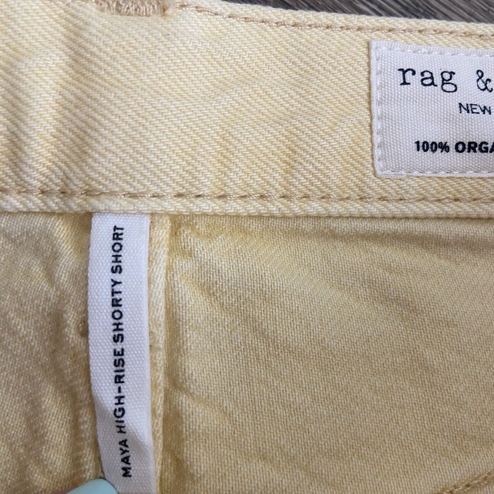 Rag & Bone Maya High-Rise Shorty Shorts Beigne Organic Cotton Denim Size 27 - Picture 5 of 7